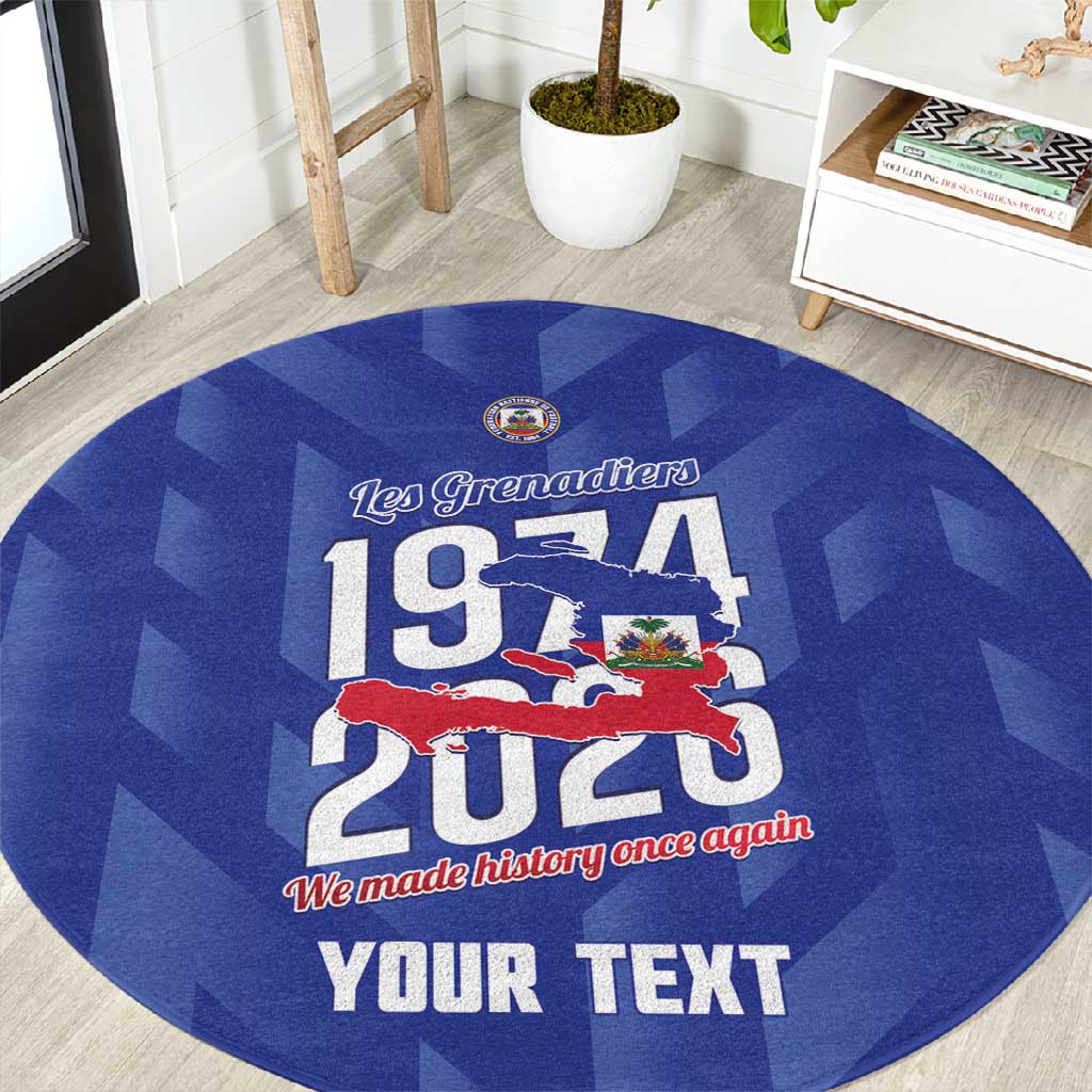 Personalized Afro Haiti Football Round Carpet Les Grenadiers Made History Once Again Blue Color - African Pride