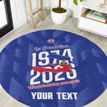 Personalized Afro Haiti Football Round Carpet Les Grenadiers Made History Once Again Blue Color - African Pride