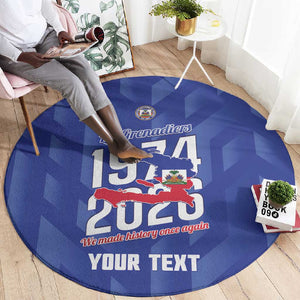 Personalized Afro Haiti Football Round Carpet Les Grenadiers Made History Once Again Blue Color - African Pride