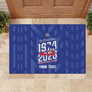 Personalized Afro Haiti Football Rubber Doormat Les Grenadiers Made History Once Again Blue Color - African Pride