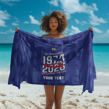 Personalized Afro Haiti Football Sarong Les Grenadiers Made History Once Again Blue Color - African Pride