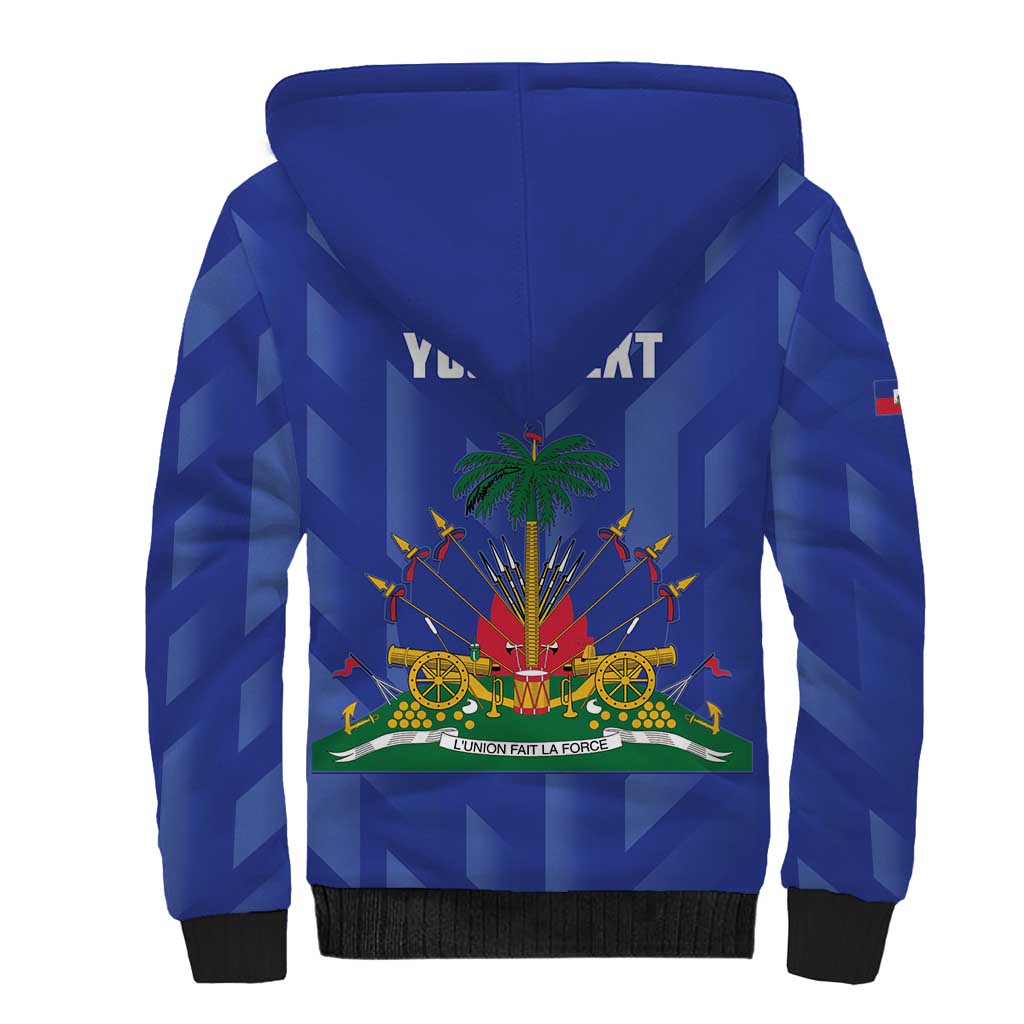 Personalized Afro Haiti Football Sherpa Hoodie Les Grenadiers Made History Once Again Blue Color - African Pride