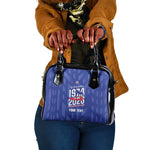 Personalized Afro Haiti Football Shoulder Handbag Les Grenadiers Made History Once Again Blue Color - African Pride