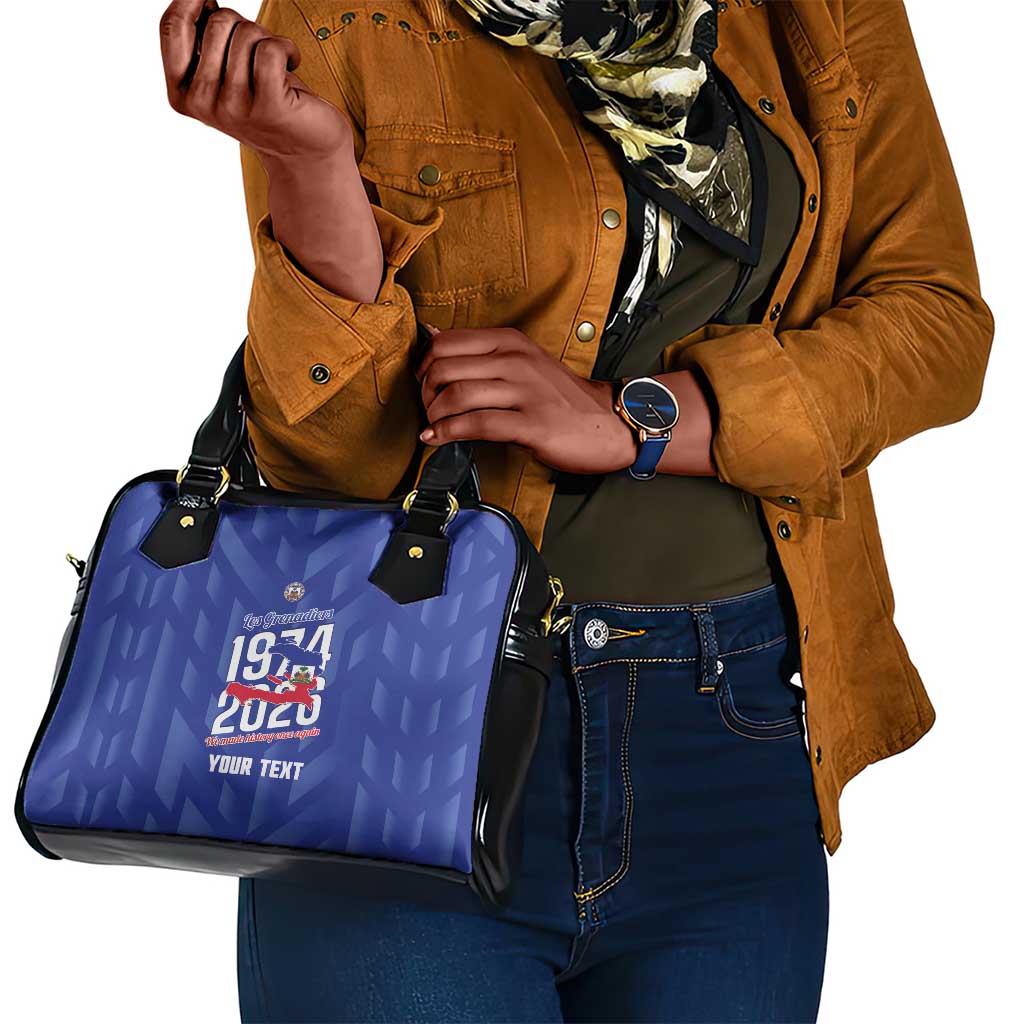 Personalized Afro Haiti Football Shoulder Handbag Les Grenadiers Made History Once Again Blue Color - African Pride