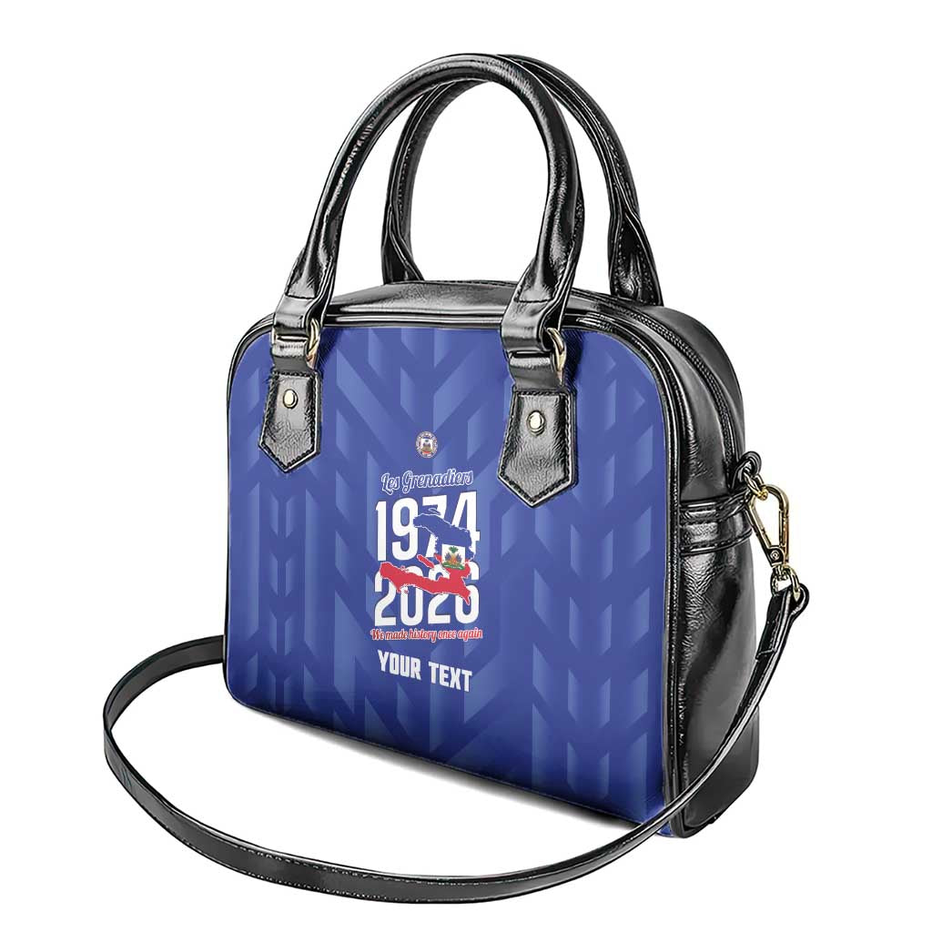 Personalized Afro Haiti Football Shoulder Handbag Les Grenadiers Made History Once Again Blue Color - African Pride