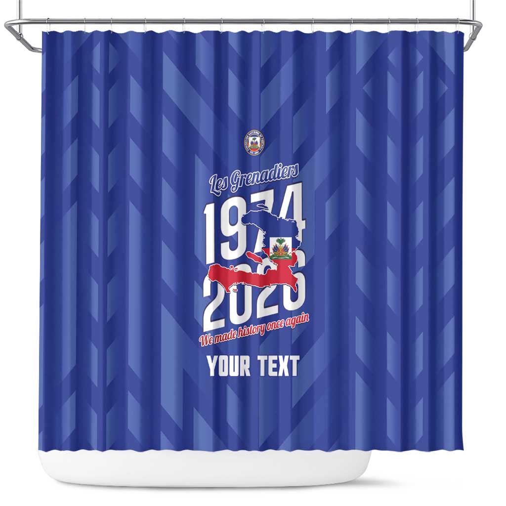Personalized Afro Haiti Football Shower Curtain Les Grenadiers Made History Once Again Blue Color - African Pride