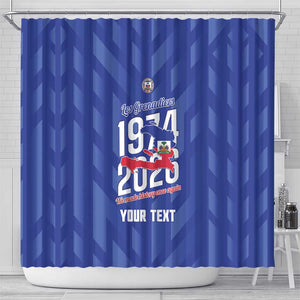 Personalized Afro Haiti Football Shower Curtain Les Grenadiers Made History Once Again Blue Color - African Pride