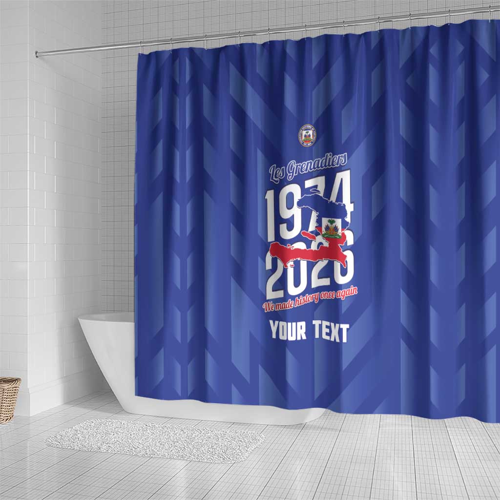Personalized Afro Haiti Football Shower Curtain Les Grenadiers Made History Once Again Blue Color - African Pride