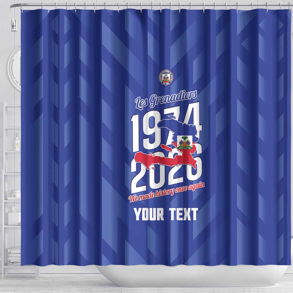 Personalized Afro Haiti Football Shower Curtain Les Grenadiers Made History Once Again Blue Color - African Pride