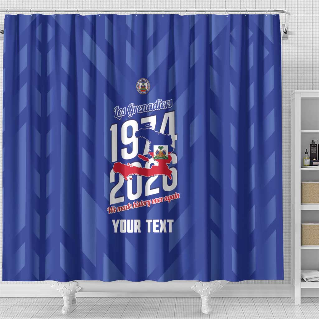 Personalized Afro Haiti Football Shower Curtain Les Grenadiers Made History Once Again Blue Color - African Pride