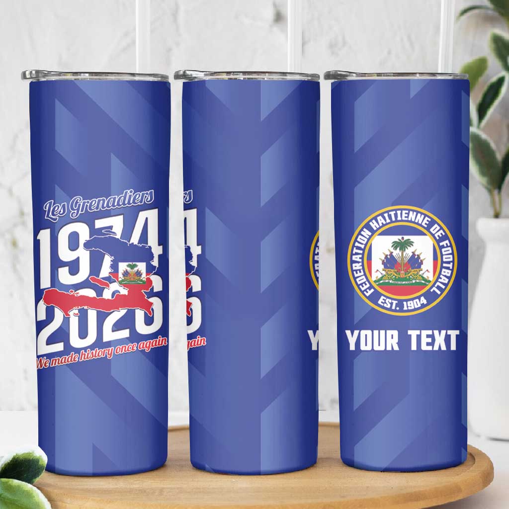 Personalized Afro Haiti Football Skinny Tumbler Les Grenadiers Made History Once Again Blue Color - African Pride