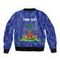 Personalized Afro Haiti Football Sleeve Zip Bomber Jacket Les Grenadiers Made History Once Again Blue Color - African Pride