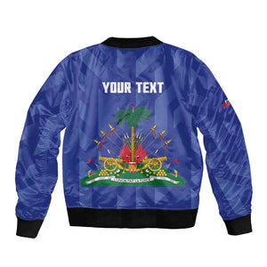 Personalized Afro Haiti Football Sleeve Zip Bomber Jacket Les Grenadiers Made History Once Again Blue Color - African Pride