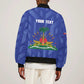 Personalized Afro Haiti Football Sleeve Zip Bomber Jacket Les Grenadiers Made History Once Again Blue Color - African Pride