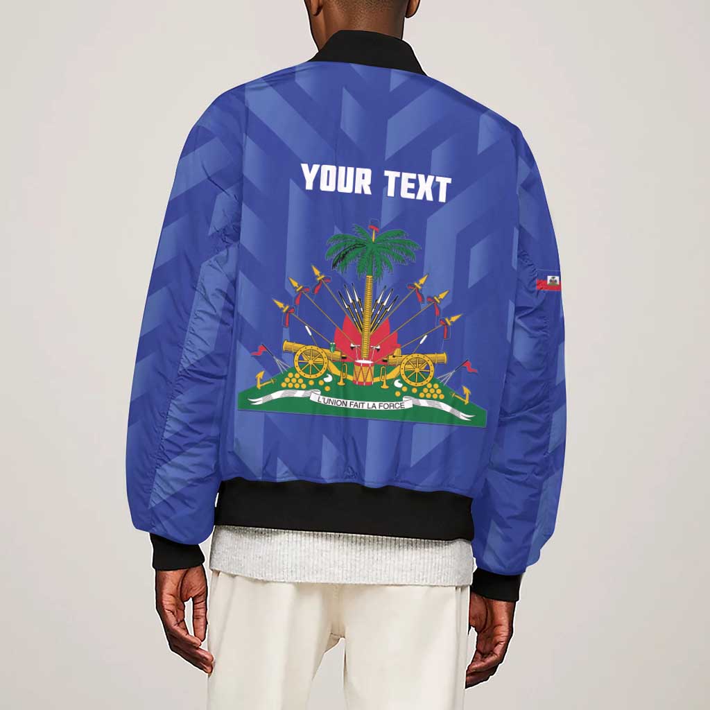 Personalized Afro Haiti Football Sleeve Zip Bomber Jacket Les Grenadiers Made History Once Again Blue Color - African Pride