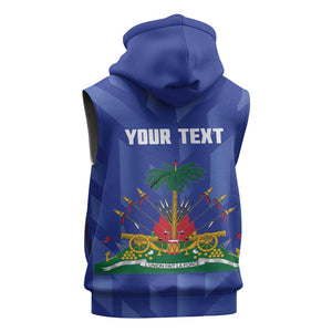 Personalized Afro Haiti Football Sleeveless Hoodie Les Grenadiers Made History Once Again Blue Color - African Pride