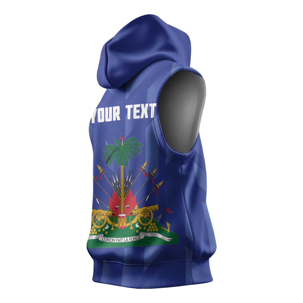 Personalized Afro Haiti Football Sleeveless Hoodie Les Grenadiers Made History Once Again Blue Color - African Pride