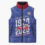 Personalized Haiti Football Sleeveless Puffer Jacket Les Grenadiers Made History Once Again Blue Color