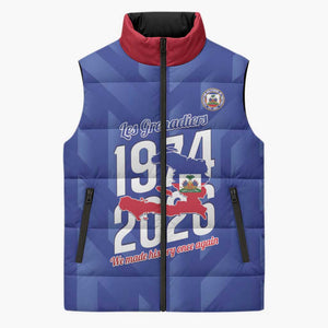 Personalized Haiti Football Sleeveless Puffer Jacket Les Grenadiers Made History Once Again Blue Color