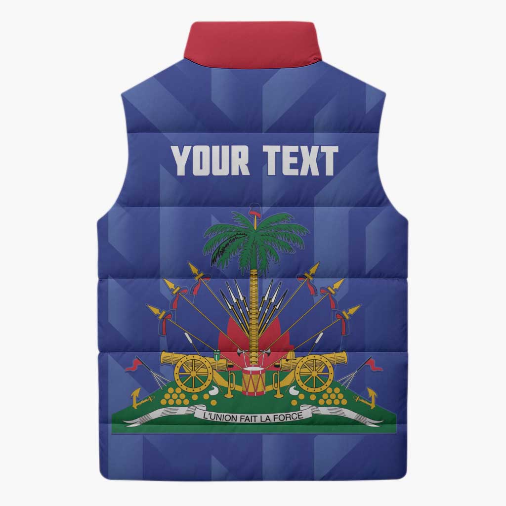 Personalized Haiti Football Sleeveless Puffer Jacket Les Grenadiers Made History Once Again Blue Color