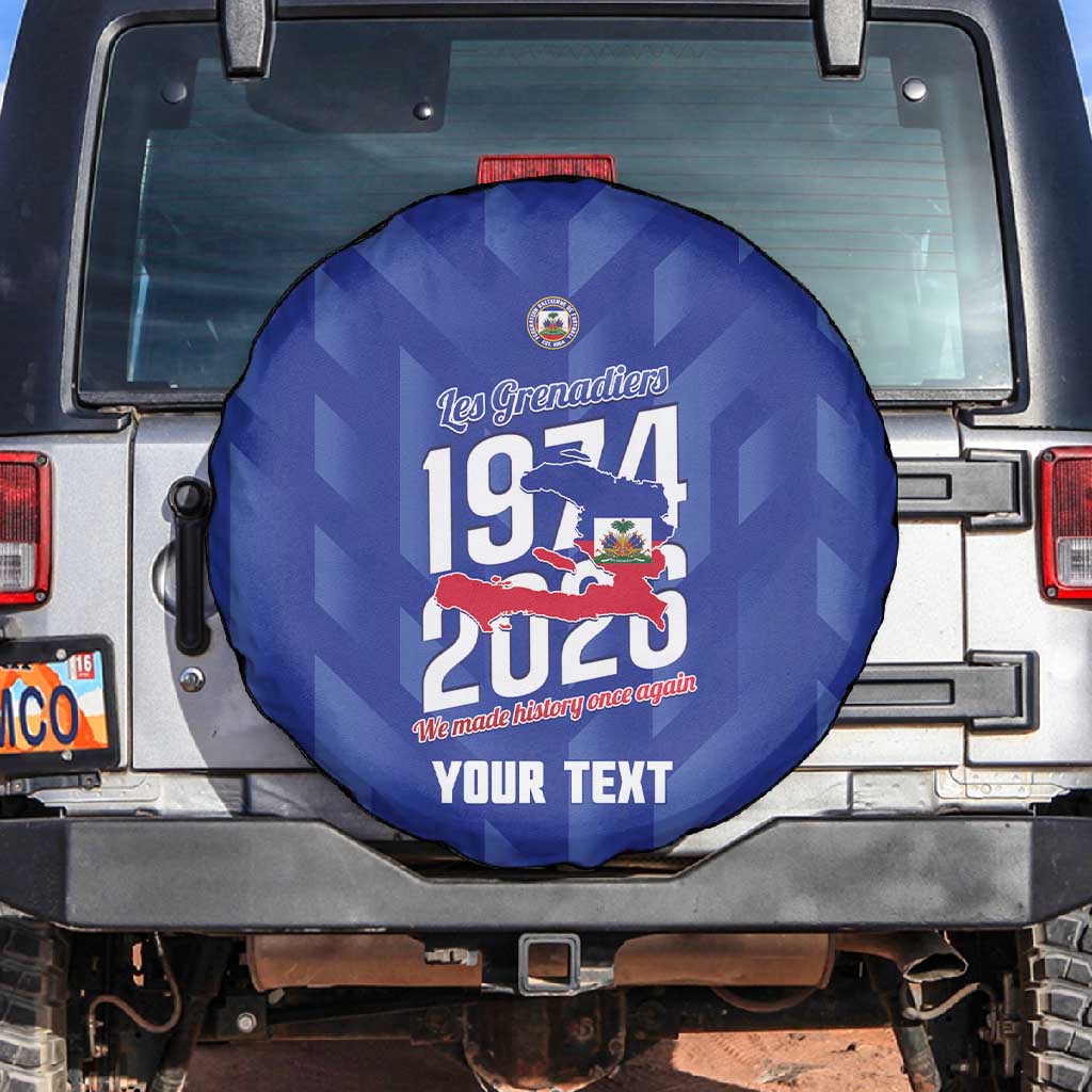 Personalized Afro Haiti Football Spare Tire Cover Les Grenadiers Made History Once Again Blue Color - African Pride