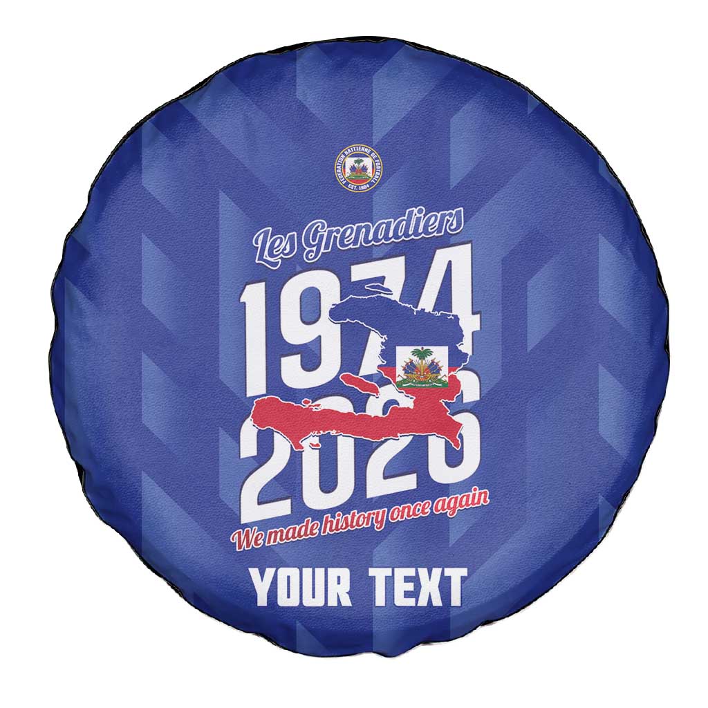 Personalized Afro Haiti Football Spare Tire Cover Les Grenadiers Made History Once Again Blue Color - African Pride