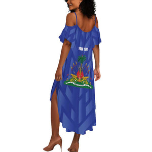 Personalized Afro Haiti Football Summer Maxi Dress Les Grenadiers Made History Once Again Blue Color - African Pride
