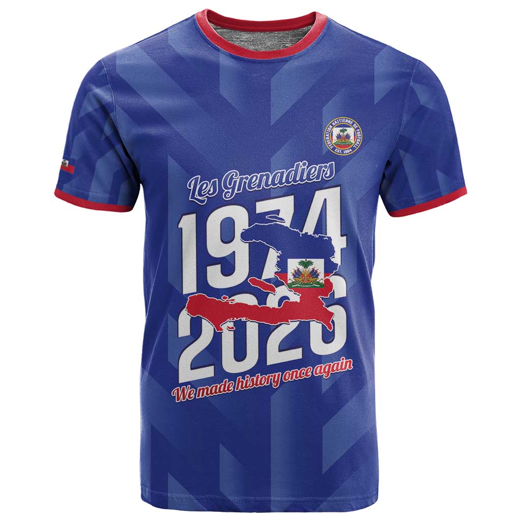 Personalized Afro Haiti Football T shirt Les Grenadiers Made History Once Again Blue Color - African Pride
