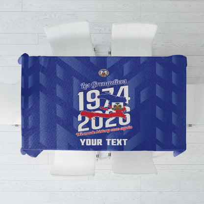 Personalized Afro Haiti Football Tablecloth Les Grenadiers Made History Once Again Blue Color - African Pride