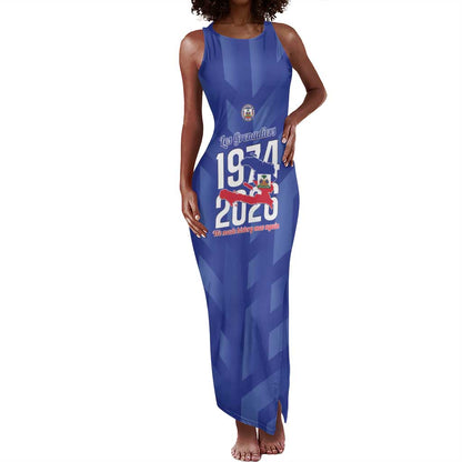 Personalized Afro Haiti Football Tank Maxi Dress Les Grenadiers Made History Once Again Blue Color - African Pride