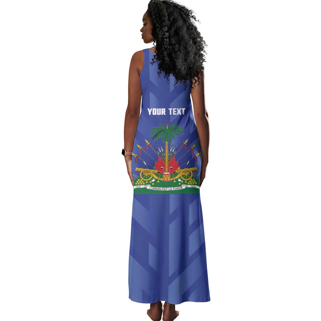 Personalized Afro Haiti Football Tank Maxi Dress Les Grenadiers Made History Once Again Blue Color - African Pride