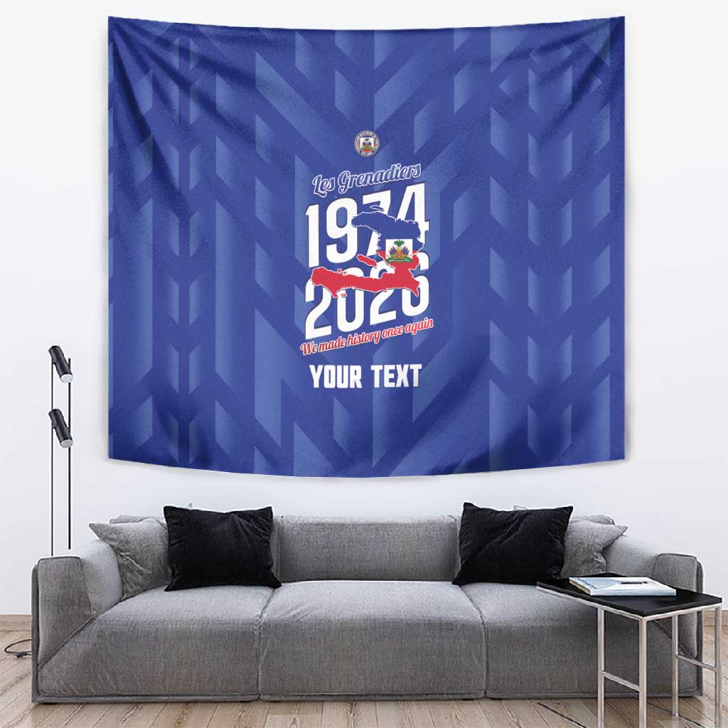 Personalized Afro Haiti Football Tapestry Les Grenadiers Made History Once Again Blue Color - African Pride