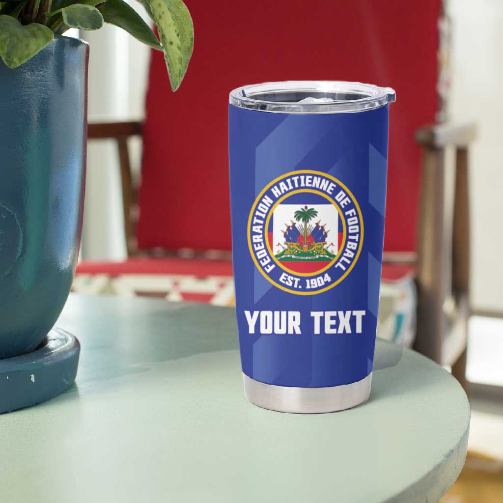 Personalized Afro Haiti Football Tumbler Cup Les Grenadiers Made History Once Again Blue Color - African Pride
