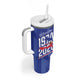 Personalized Afro Haiti Football Tumbler With Handle Les Grenadiers Made History Once Again Blue Color - African Pride