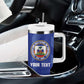 Personalized Afro Haiti Football Tumbler With Handle Les Grenadiers Made History Once Again Blue Color - African Pride