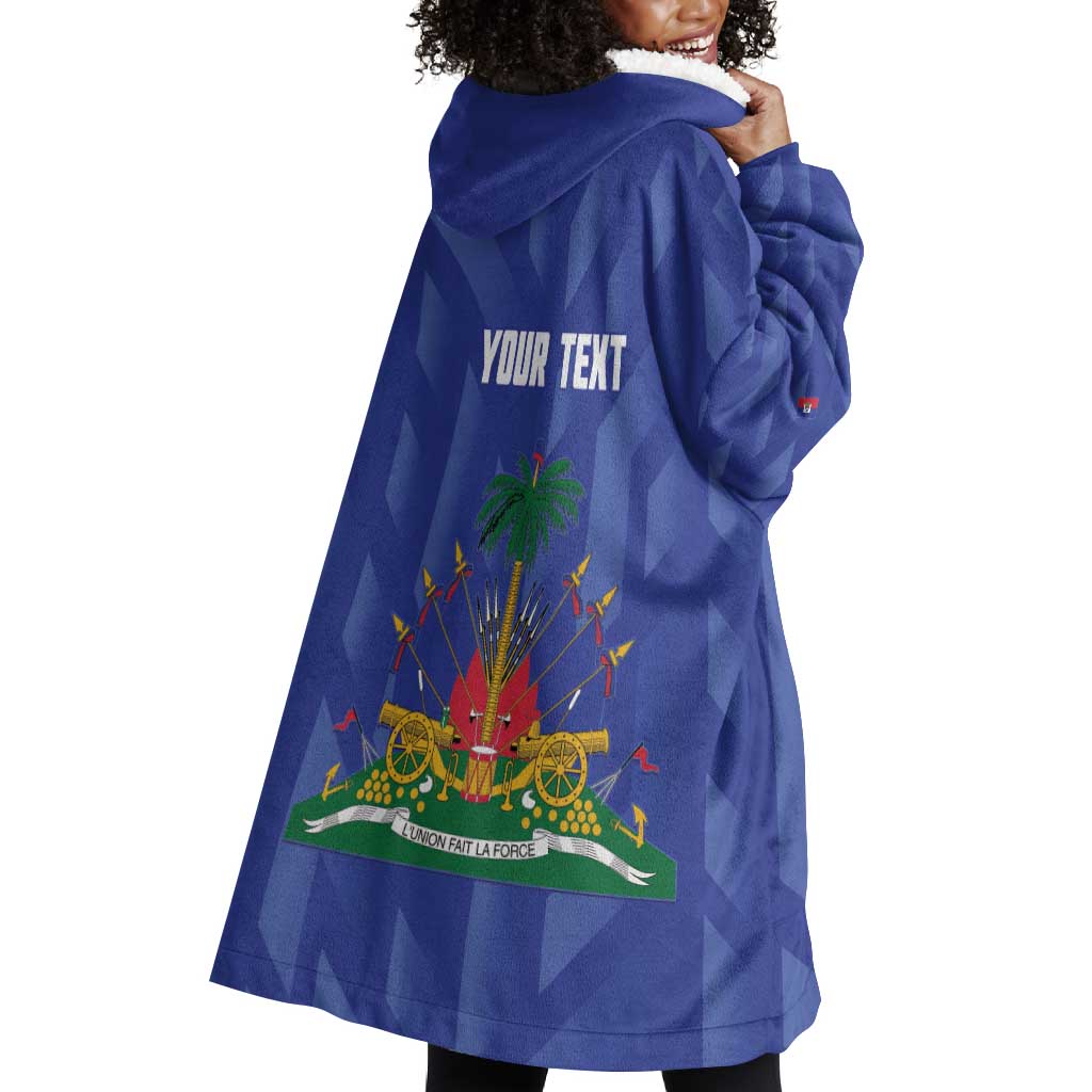 Personalized Afro Haiti Football Wearable Blanket Hoodie Les Grenadiers Made History Once Again Blue Color - African Pride