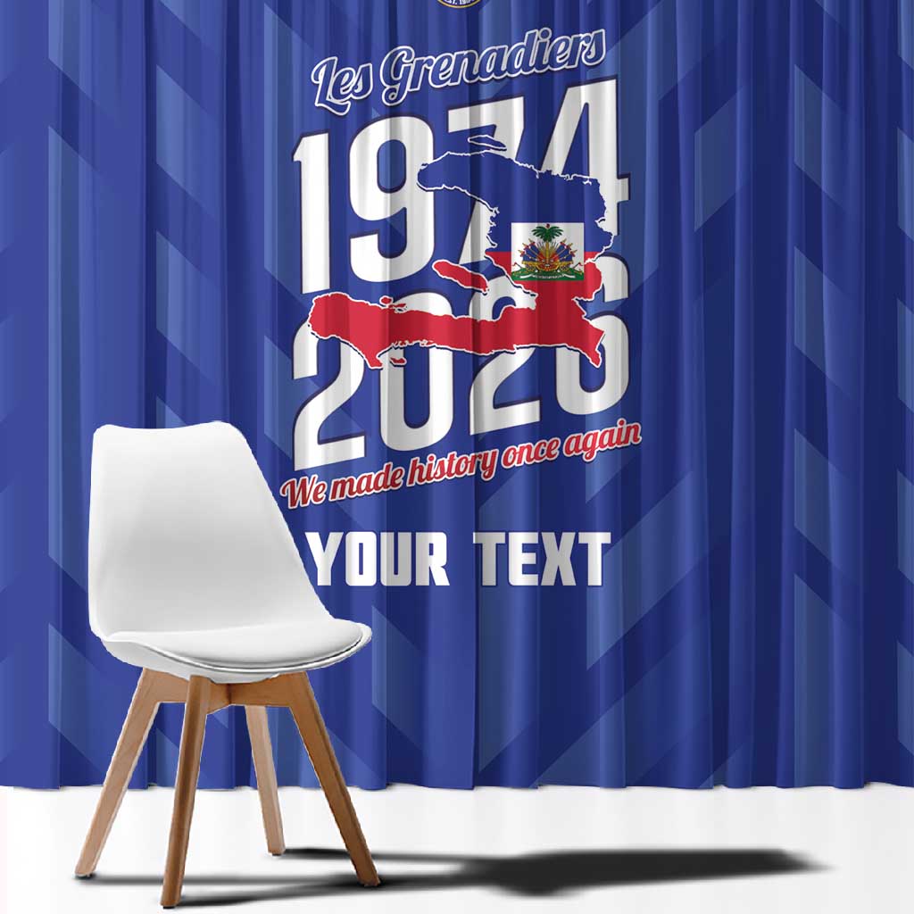 Personalized Afro Haiti Football Window Curtain Les Grenadiers Made History Once Again Blue Color - African Pride