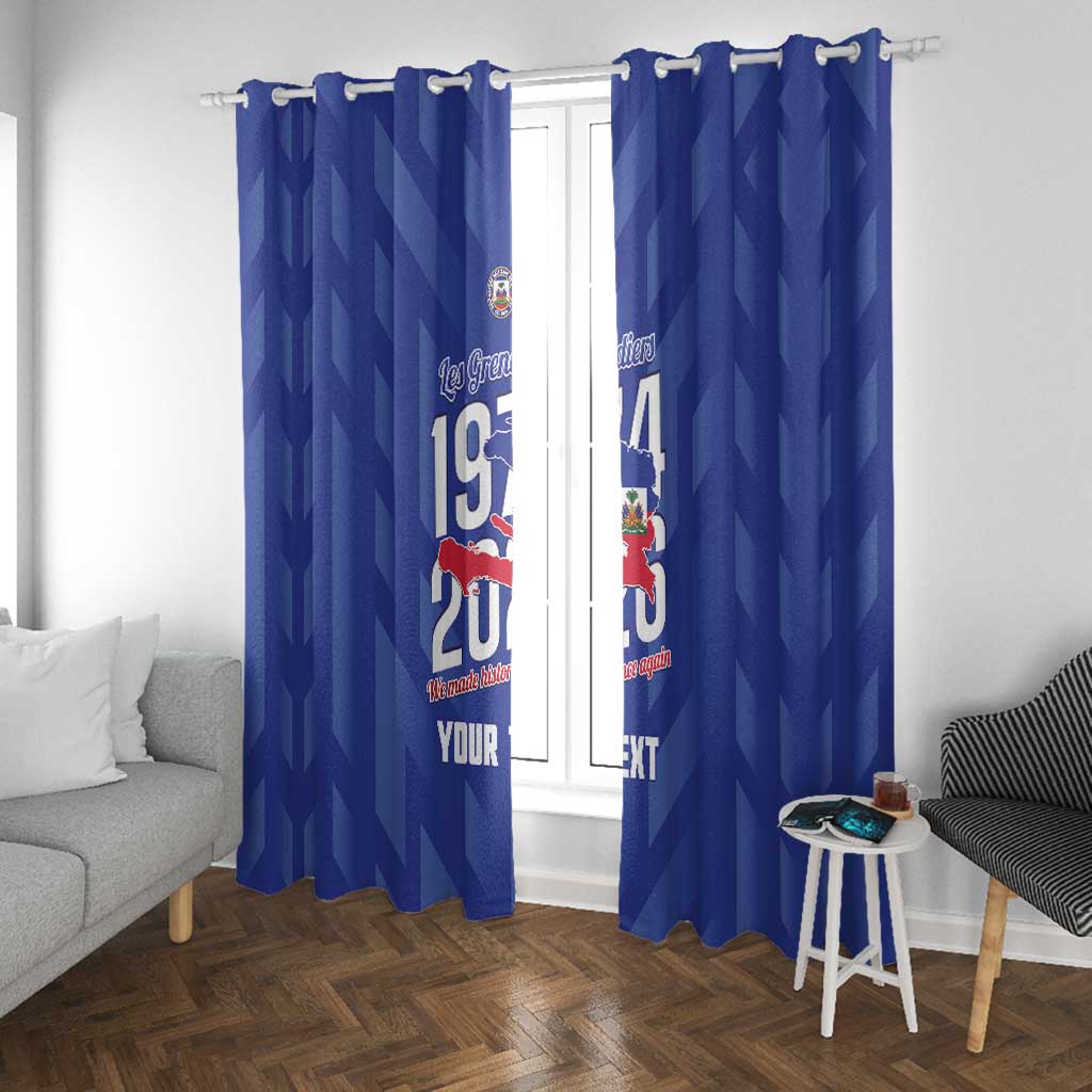 Personalized Afro Haiti Football Window Curtain Les Grenadiers Made History Once Again Blue Color - African Pride