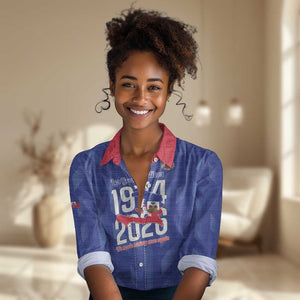 Personalized Afro Haiti Football Women Casual Shirt Les Grenadiers Made History Once Again Blue Color - African Pride