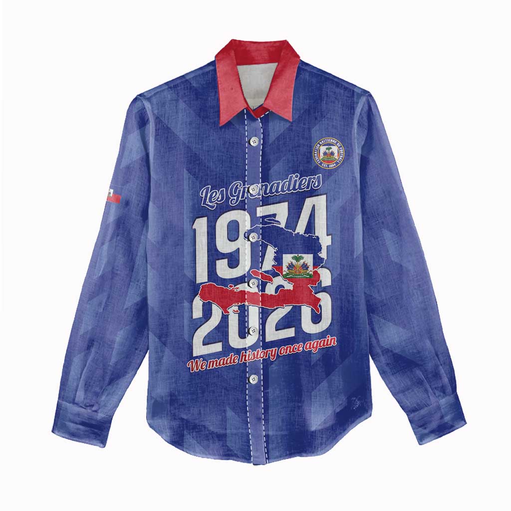 Personalized Afro Haiti Football Women Casual Shirt Les Grenadiers Made History Once Again Blue Color - African Pride