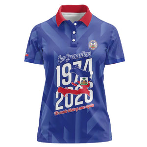 Personalized Afro Haiti Football Women Polo Shirt Les Grenadiers Made History Once Again Blue Color - African Pride