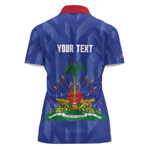 Personalized Afro Haiti Football Women Polo Shirt Les Grenadiers Made History Once Again Blue Color - African Pride