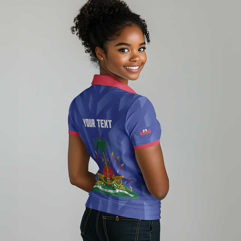 Personalized Afro Haiti Football Women Polo Shirt Les Grenadiers Made History Once Again Blue Color LT14