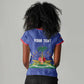 Personalized Afro Haiti Football Women V-Neck T-Shirt Les Grenadiers Made History Once Again Blue Color LT14