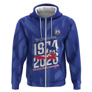 Personalized Afro Haiti Football Zip Hoodie Les Grenadiers Made History Once Again Blue Color - African Pride