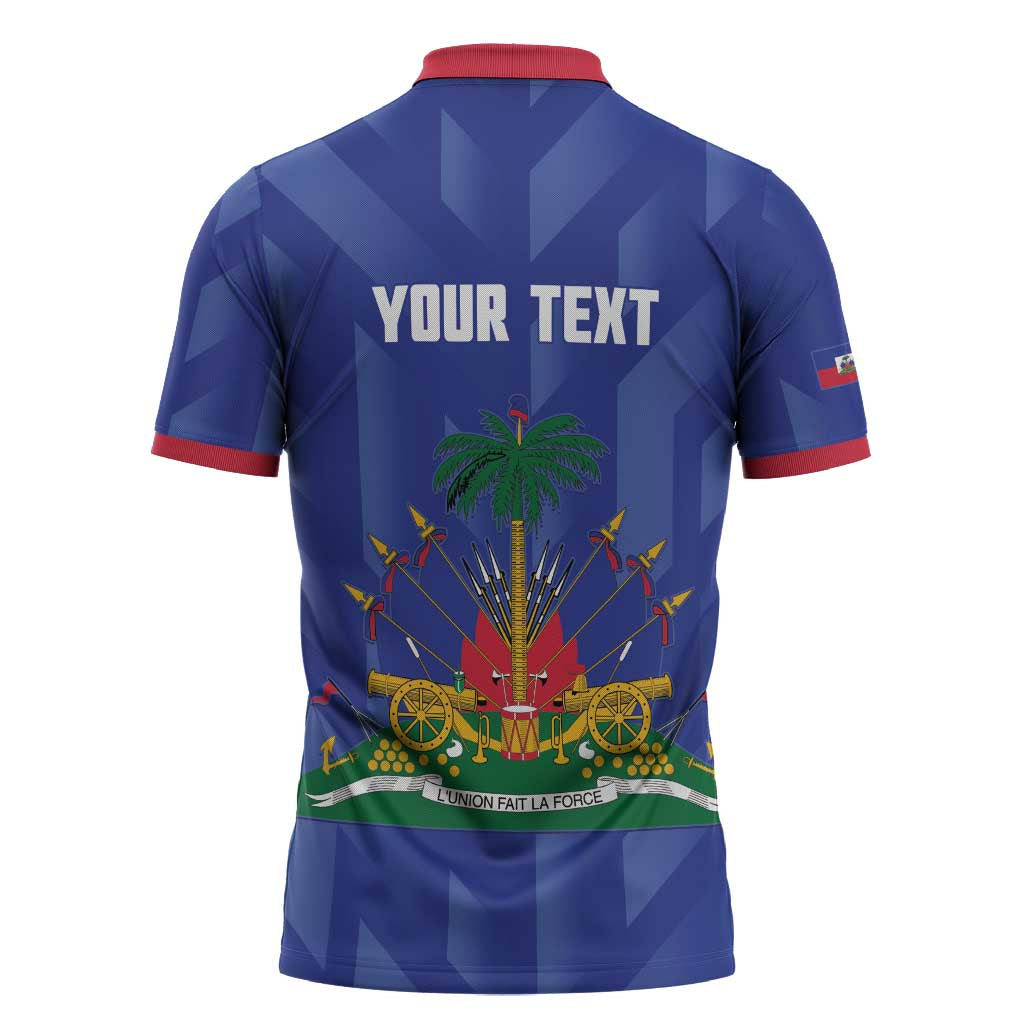 Personalized Haiti Football Zipper Polo Shirt Les Grenadiers Made History Once Again Blue Color