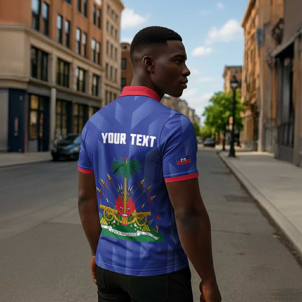 Personalized Haiti Football Zipper Polo Shirt Les Grenadiers Made History Once Again Blue Color