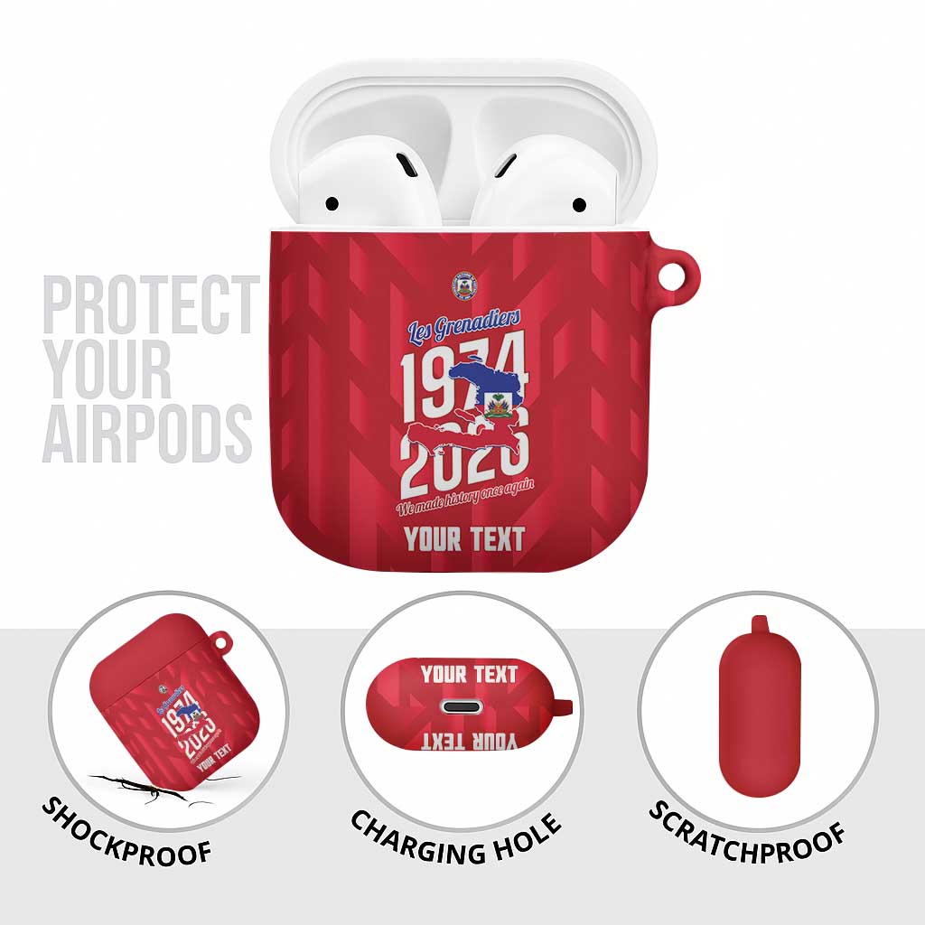 Personalized Haiti Football AirPods Case Les Grenadiers Made History Once Again Red Color