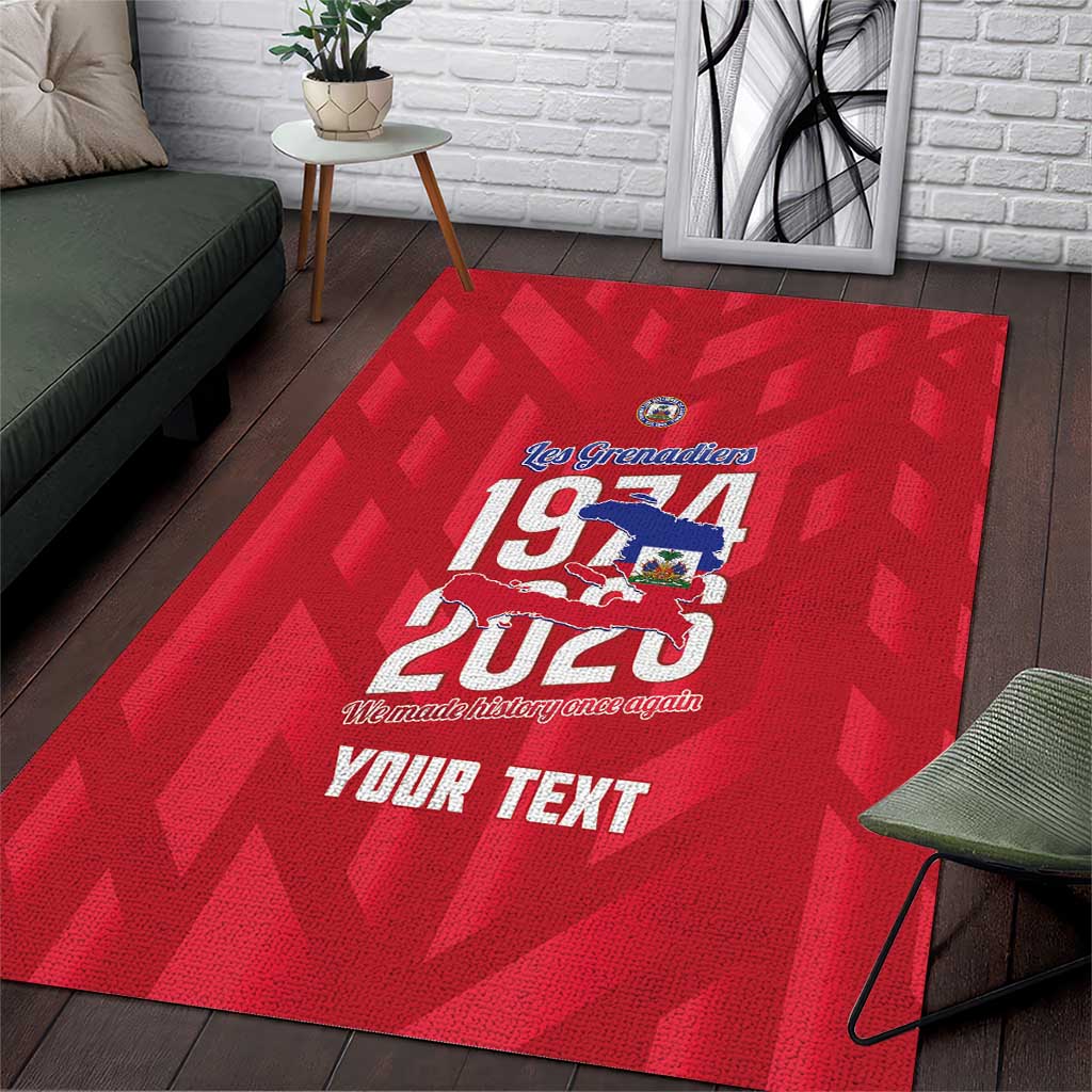 Personalized Afro Haiti Football Area Rug Les Grenadiers Made History Once Again Red Color - African Pride