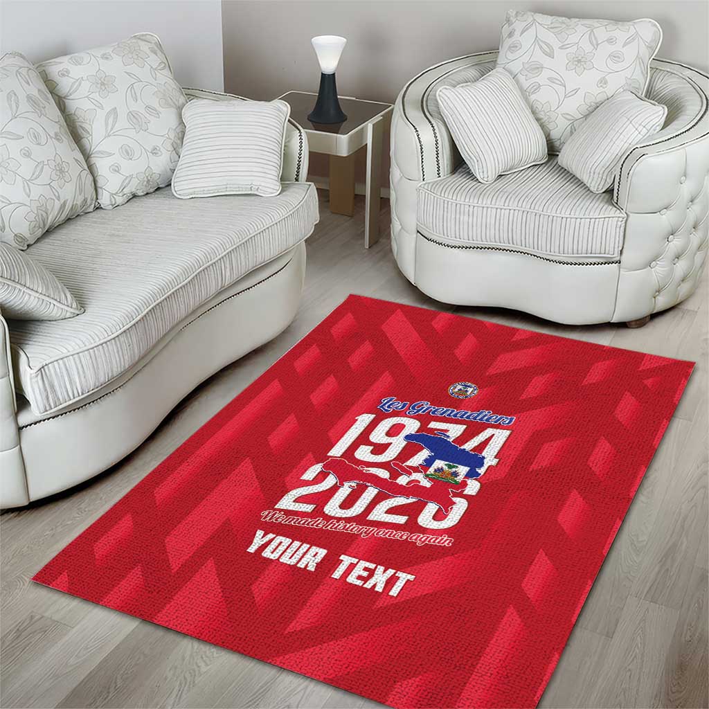Personalized Afro Haiti Football Area Rug Les Grenadiers Made History Once Again Red Color - African Pride